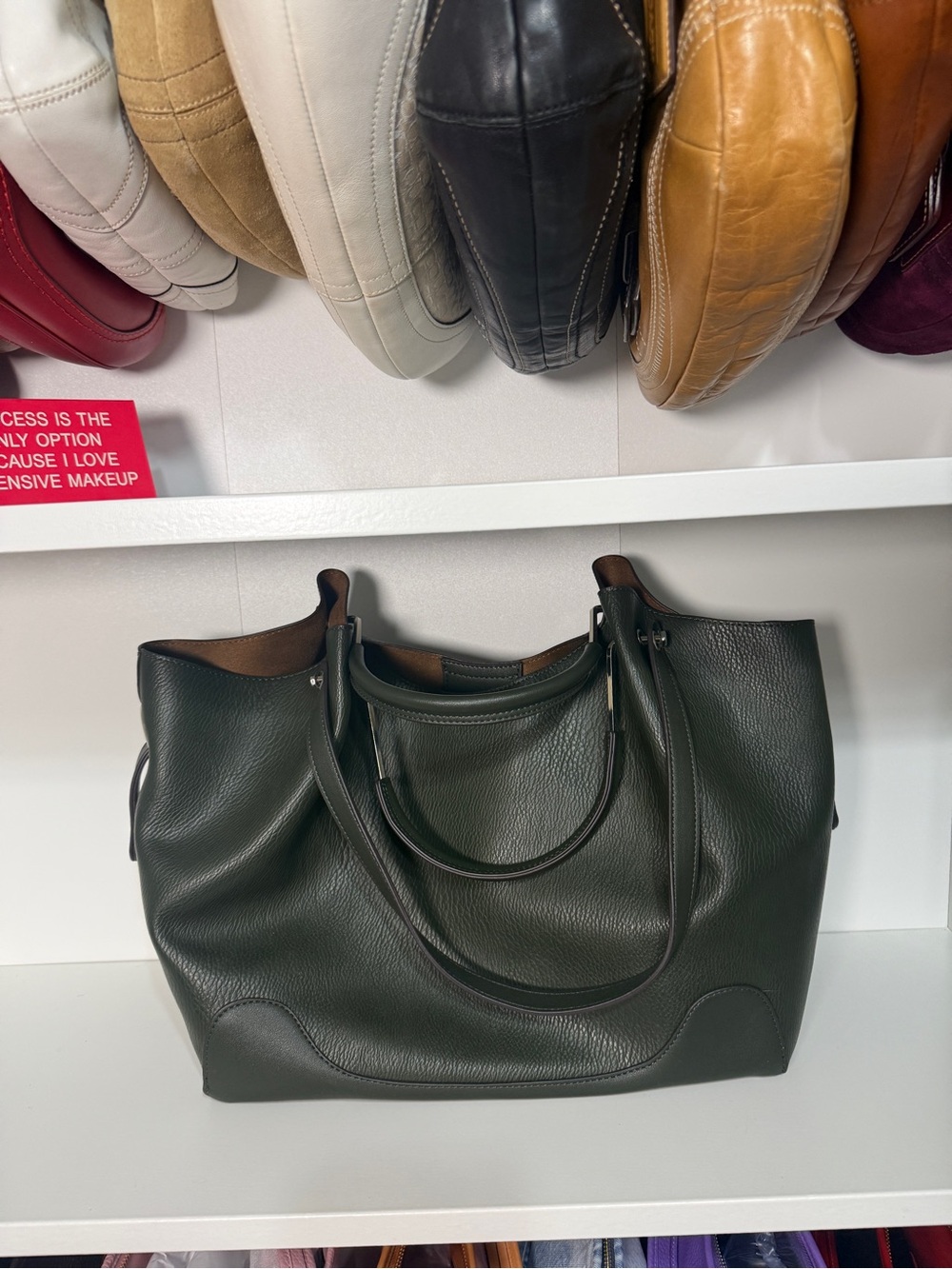 Classic Dark Green Leather Tote Bag - Timeless Carryall